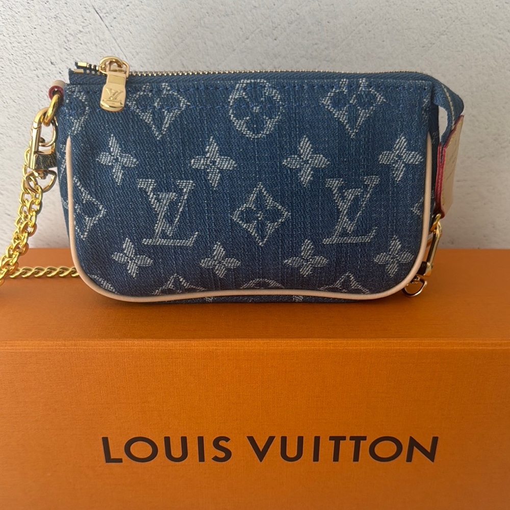UPCYCLED Louis Vuitton Monogram Blue Denim Mini Pouchette